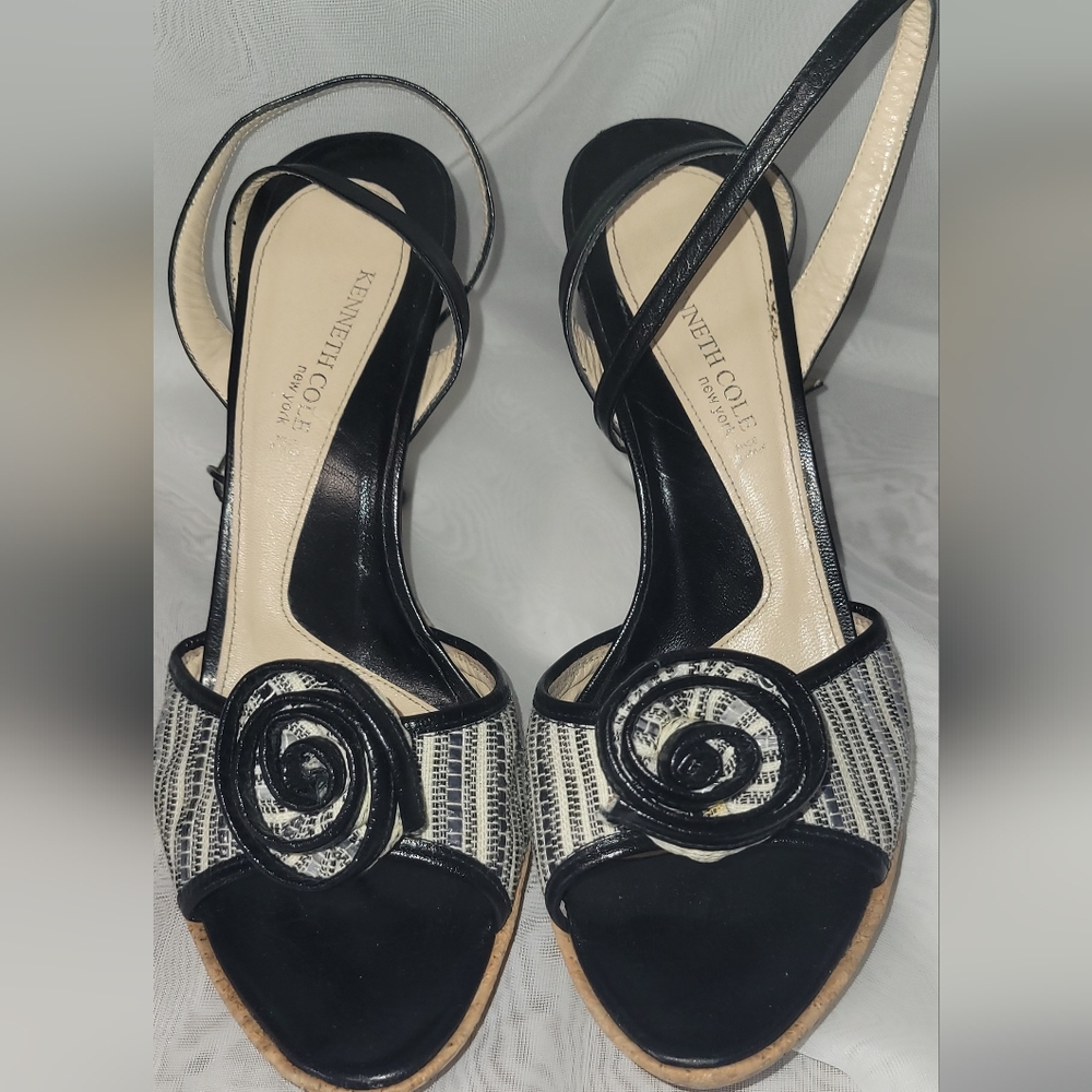 Kenneth Cole Black and White Spiral Heels